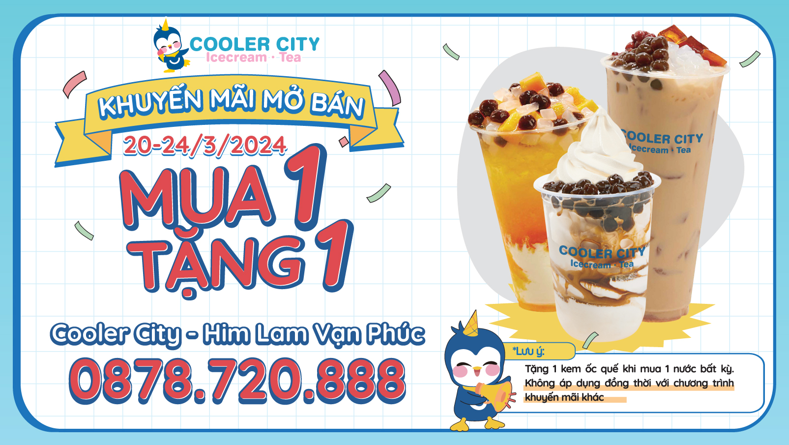 MUA 1 TẶNG 1 - SIÊU ƯU ĐÃI COOLER CITY TẶNG BẠN Tưng bừng khuyến mãi MỞ BÁN COOLER CITY HIMLAM VẠN PHÚC