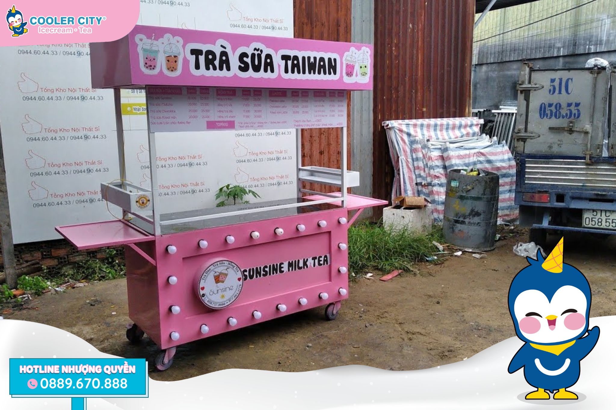 Mô hình trà sữa xe đẩy tiện lợi là một trong những ý tưởng kinh doanh trà sữa chi phí thấp Mô hình trà sữa xe đẩy tiện lợi