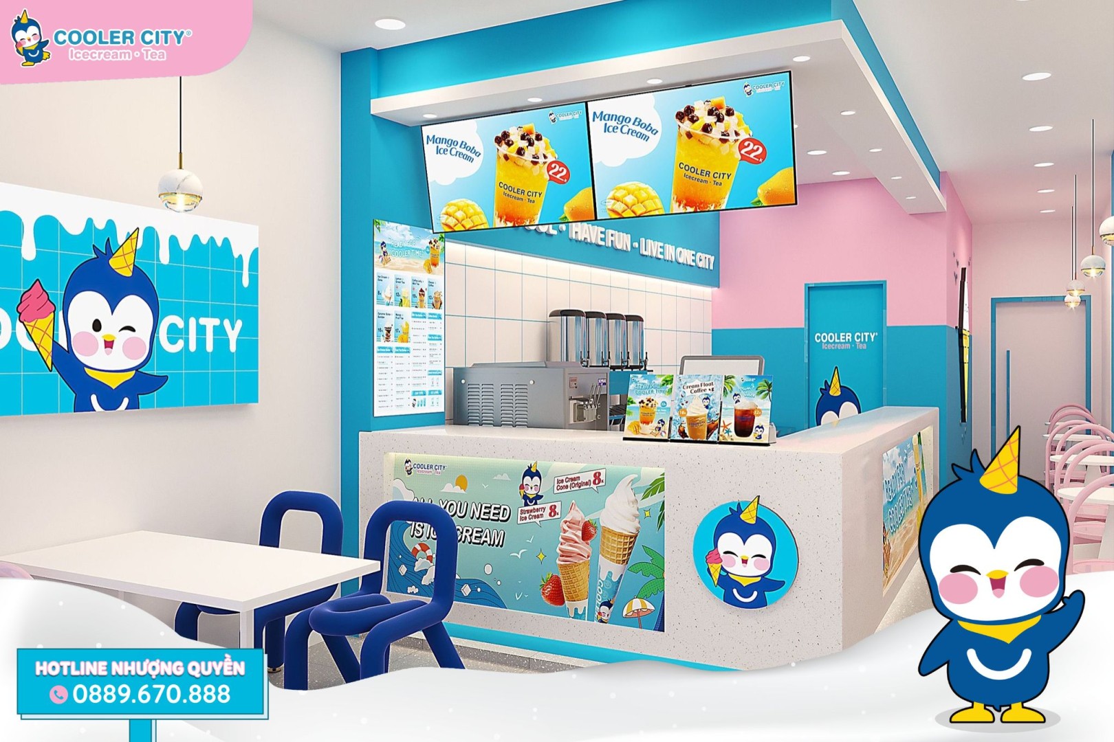 nhượng quyền trà sữa ăn vặt Thương hiệu nhượng quyền Cooler City Icecream & Tea