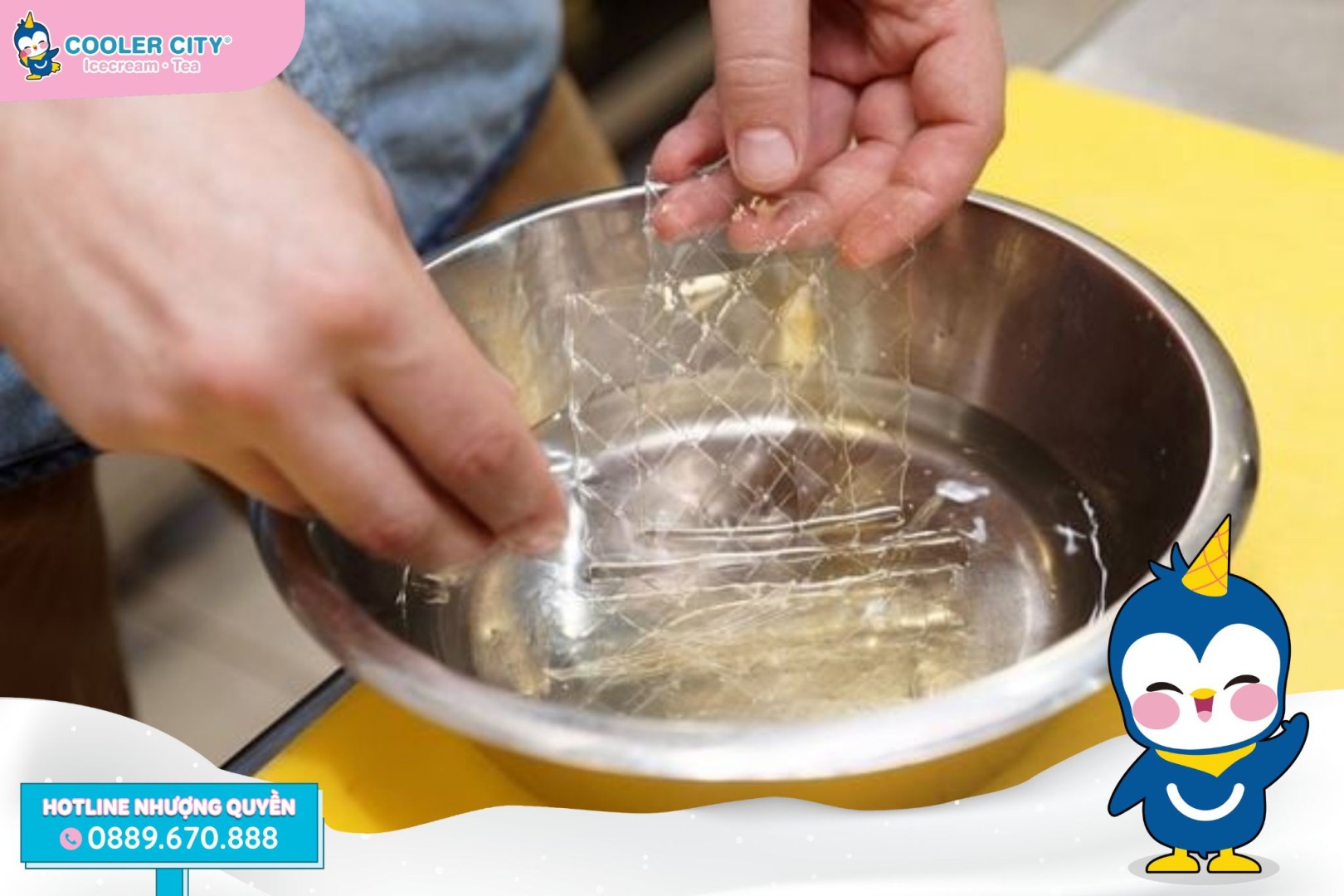 Pudding trà sữa Ngâm gelatin trong nước ấm trước để tiết kiệm thời gian